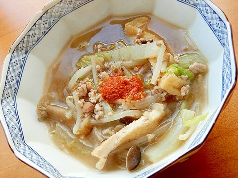 豚ひき肉少々のトン汁♪（油揚げ＆タマネギほか）